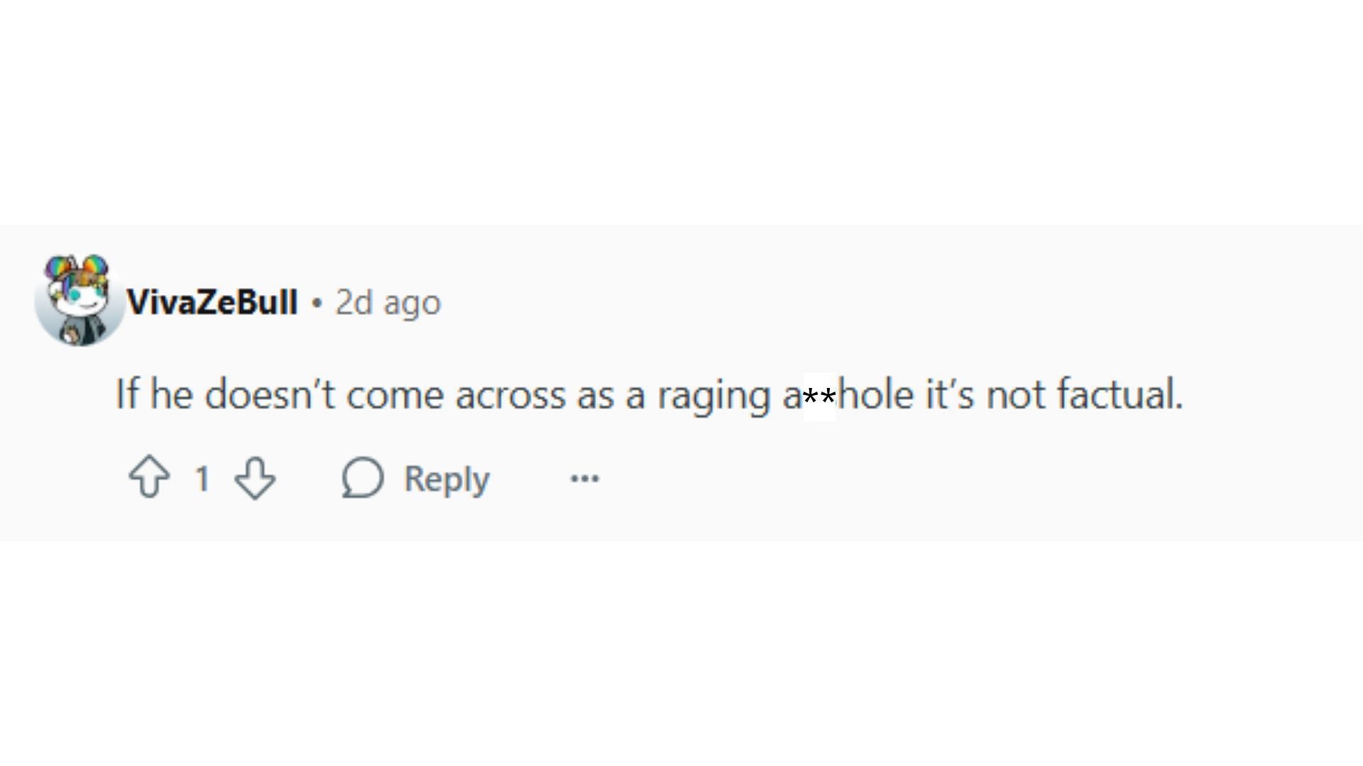 A screenshot of the Reddit comment (Image via Reddit/@VivaZeBull)